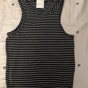 Olivia Rae Black and White Sleeveless Crop Tank Top